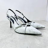 Za New  Spring and Summer Closed Toe Sexy Stiletto Heel Fashion Sandals Muller Shoes Denim Shallow Mouth Lace-up Hollow