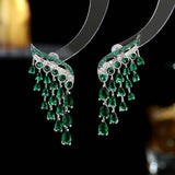 2025 S925 Silver Needle Premium Earrings Wholesale Light Luxury Design Earrings Water Drop Zircon Tassel Wing Earrings