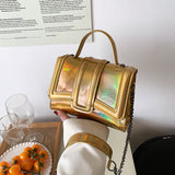 GREATNFB 2025 Classic versatile  women's bags, new patent leather small square bags, textured chain women's single shoulder oblique span bags