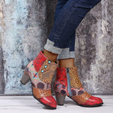 GREATNFB Retro Cross-Border  New Winter Classic Fashion Hand Stitching Jacquard Techniques Fashion Women's Short Boots Wholesale