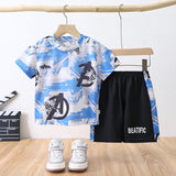 GREATNFB Summer Children's Suit  New Quick Drying Clothes Sportswear Baby Boys' Camouflage T-shirt Two-Piece Children's Clothing Wholesale