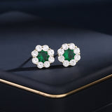 2025 S925 silver needle temperament earrings wholesale spring and summer new niche high-end round zircon daily flower simple ear