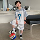 GREATNFB Children's Basketball Wear Boys' Summer Short Sleeve Suit Quick-Drying  New Medium and Big Children's Summer Sportswear Handsome Fashion