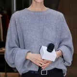 2025 Liu Wen has the same popular new irregular pocket knitted pullover sweater loose Popular style top niche bottoming shirt