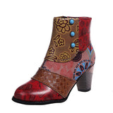 GREATNFB Retro Cross-Border  New Winter Classic Fashion Hand Stitching Jacquard Techniques Fashion Women's Short Boots Wholesale