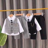 GREATNFB New Fashion Children's Clothing Korean Style Spring and Autumn Korean Style Boys' Baby Clothes Infants' Vest Three-Piece Suit Trendy Hair Generation