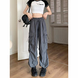 greatnfb NEWn Workwear Casual Pants Women's Summer  New High Waist Loose Wide Leg Pants Straight-Leg Pants Sports Trousers