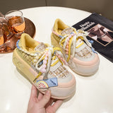 Spring New Women's Casual Shoes Ugly and Cute Big Head Sports Board Shoes Muffin Dissolved Platform Canvas Shoes Wholesale