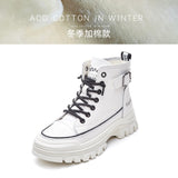 GREATNFB Casual High Top White Shoes Women  New Autumn and Winter Women's Shoes Korean Style Thick Bottom Martin Booties Women Ins Fashion All-Matching