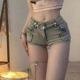 greatnfb NEWn Hot Girl Retro Low Waist Denim Super Short Shorts Women's  Summer New Slim Slimming Sheath Wide Leg Hot Pants