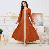 MT101 Middle East Popular trade Muslim robe women's long dress temperament new bronzing side waist rope slim dress