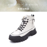 GREATNFB Casual High Top White Shoes Women  New Autumn and Winter Women's Shoes Korean Style Thick Bottom Martin Booties Women Ins Fashion All-Matching