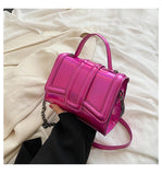 GREATNFB 2025 Classic versatile  women's bags, new patent leather small square bags, textured chain women's single shoulder oblique span bags