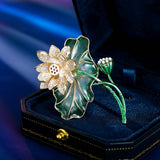 2025 Good Luck Lianlian Guochao Retro Chinese Style Clothing Cheongsam Hanfu Accessories Silk Scarf Buckle High-end Lotus Leaf Lotus Brooch