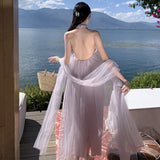 2025 pure desire wind seaside vacation neck dress fairy super fairy summer temperament high-end beach skirt