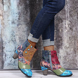 GREATNFB Retro Cross-Border  New Winter Classic Fashion Hand Stitching Jacquard Techniques Fashion Women's Short Boots Wholesale