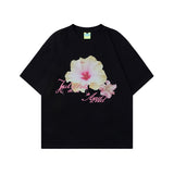 2025 T1065 2025n Street Tide 2025 Summer Retro Trend 3D Picture Flower Element Design Men's Loose Short Sleeve T-Shirt