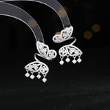 2025 New fashion light luxury design fairy temperament earrings zircon niche high-end women's s925 silver needle butterfly earrings