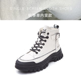 GREATNFB Casual High Top White Shoes Women  New Autumn and Winter Women's Shoes Korean Style Thick Bottom Martin Booties Women Ins Fashion All-Matching