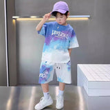 GREATNFB Boys' Summer Suit  New Quick-Drying T-shirt Sportswear Handsome Children's Casual Summer Print Two-Piece Suit