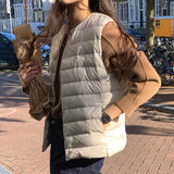White duck down sleeveless down vest winter new warm thickened inner women's clothing can be worn outside solid color down vest