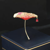 2025 High-end cheongsam dress accessories rain lotus corsage zircon dripping oil Chinese style elegant temperament water drop lotus leaf brooch