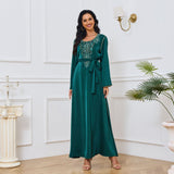 MT027  Popular trade New Dubai Muslim clothing robe, bead new pattern high-end long dress