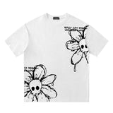 2025 JPRT3260 Man Kun popular Spring 2025n High Street Retro Trend Hand Painted Flower Casual Loose Short Sleeve T-Shirt