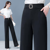 greatnfb Narrow Version Wide-Leg Suit Pants Women's Summer  New Casual High Waist Loose Straight Ice Silk Draped Pants Thin