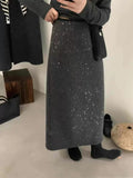 2025 Spot winter new design sense high waist skirt women's fashion temperament thin sequins hip-wrapped versatile long skirt women