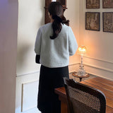 Spring and autumn heavy short jacket Korean version of fur integrated imitation mink fur plush crew neck cardigan with women's clothing