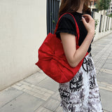 Korean Style Large Capacity Bag Female  Summer New Fashion Casual Nylon Cloth Bag Tide Tong Qin Bow Shoulder Bag