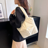 GREATNFB 2025  tote bag  autumn and winter underarm plaid soft puff cotton-filled pillow bag versatile single shoulder women's handbag