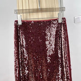 2025 Dinner dress radiant skirt women's high waist and thin fish scale sequins design sense medium and long straight skirt