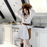 2025 Coffee Break  Gentle Wind White Dress  Spring New Skirt Women's Advanced Sense Skinny Temperament Long Dress