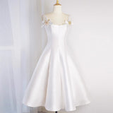 2025 Hepburn Wind Light Wedding Dress High Satin Celebrity Banquet White Dress Light Luxury Suspender Retro Dress Women