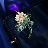 2025 Good Luck Lianlian Guochao Retro Chinese Style Clothing Cheongsam Hanfu Accessories Silk Scarf Buckle High-end Lotus Leaf Lotus Brooch