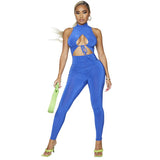 2025 women's clothing summer hollow lace-up irregular jumpsuit  sleeveless backless tight jumpsuit wholesale