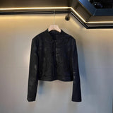 2025 Spot popular autumn new heavy industry embroidery bead buckle short coat women