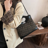 GREATNFB 2025 Rhombus chain bag women's large-capacity popular new casual messenger bag fashionable portable leopard print commuter tote bag