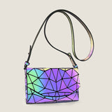 2025 Hot trade bag women's popular new summer splicing laser bag geometric diamond square bag luminous messenger envelope bag