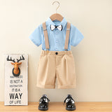 GREATNFB Children's Spring and Summer Short Sleeve Shirt Suspender Shorts Suit Boy's Birthday Flower Children's Dress Children's Activity Costume