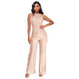 popular fashion New women's sleeveless round neck slim onesie ebay temperament high waist sequined jumpsuit wholesale