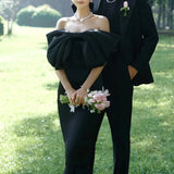 2025 Photo studio photo theme clothing  high-end black tube top light wedding dress  new dress fishtail dress spring