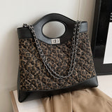 GREATNFB 2025 Rhombus chain bag women's large-capacity popular new casual messenger bag fashionable portable leopard print commuter tote bag