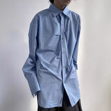 2025 2025 trendy brand casual niche design loose and elegant shirt men's and women's irregular pleated long-sleeved versatile shirt