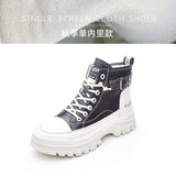 GREATNFB Casual High Top White Shoes Women  New Autumn and Winter Women's Shoes Korean Style Thick Bottom Martin Booties Women Ins Fashion All-Matching