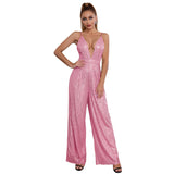 popular 2025 women's fashion Spice Girls sleeveless suspender onesie deep v  halter sequined jumpsuit wholesale