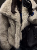 2025 Spot imitation fur fur jacket short high-end temperament loose warm fashion Popular style winter ladies