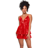 2025 style layered deep V backless jumpsuit  sleeveless sequin suspender jumpsuit wholesale
